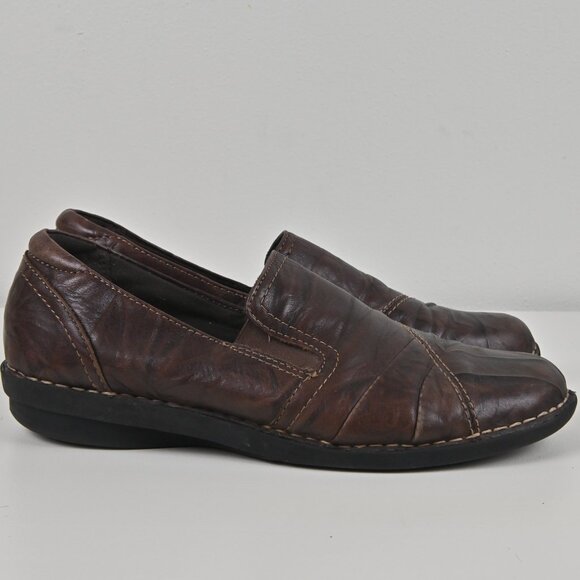Clarks Bendables Textured Leather Comfy Brown Slip On Loafers Flat US9.5 UK7.5 - Picture 6 of 16